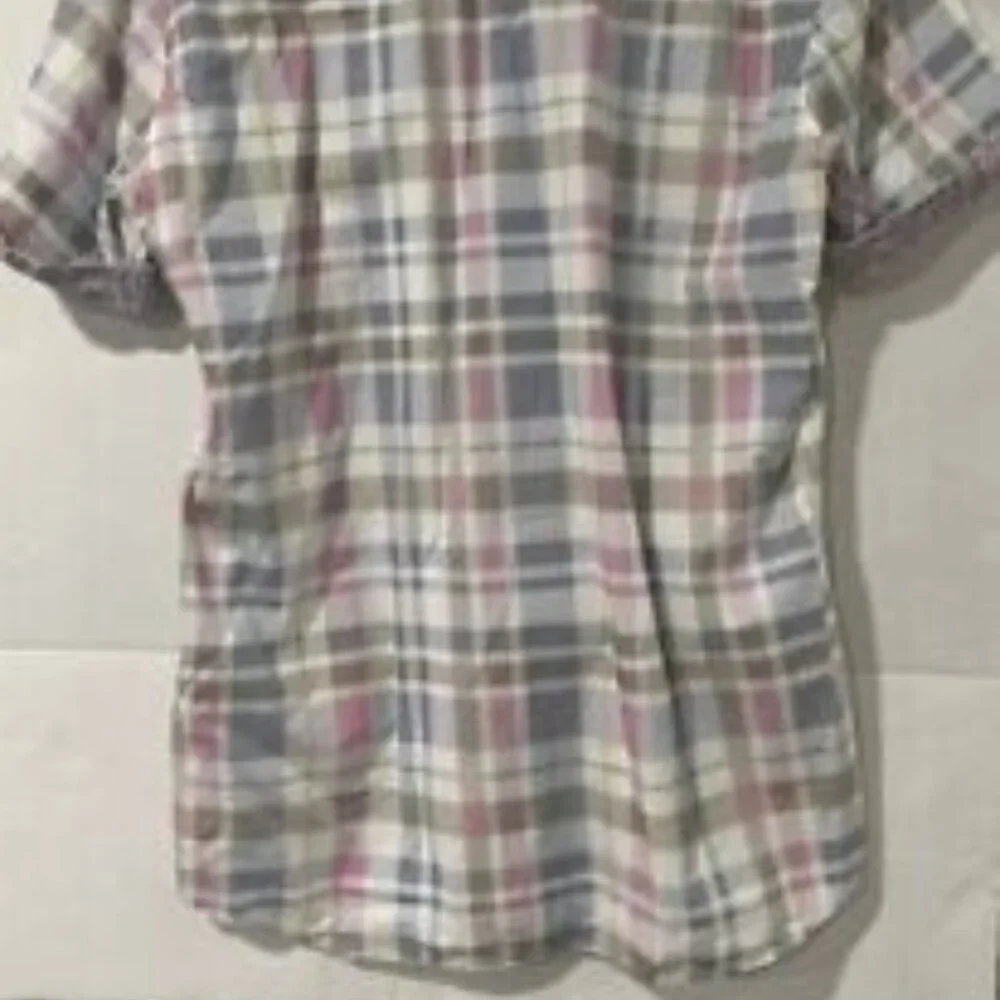 Bugatchi Men's M Button-Up Plaid Cotton Shaped Fit Short Sleeve Shirt - Picture 7 of 7